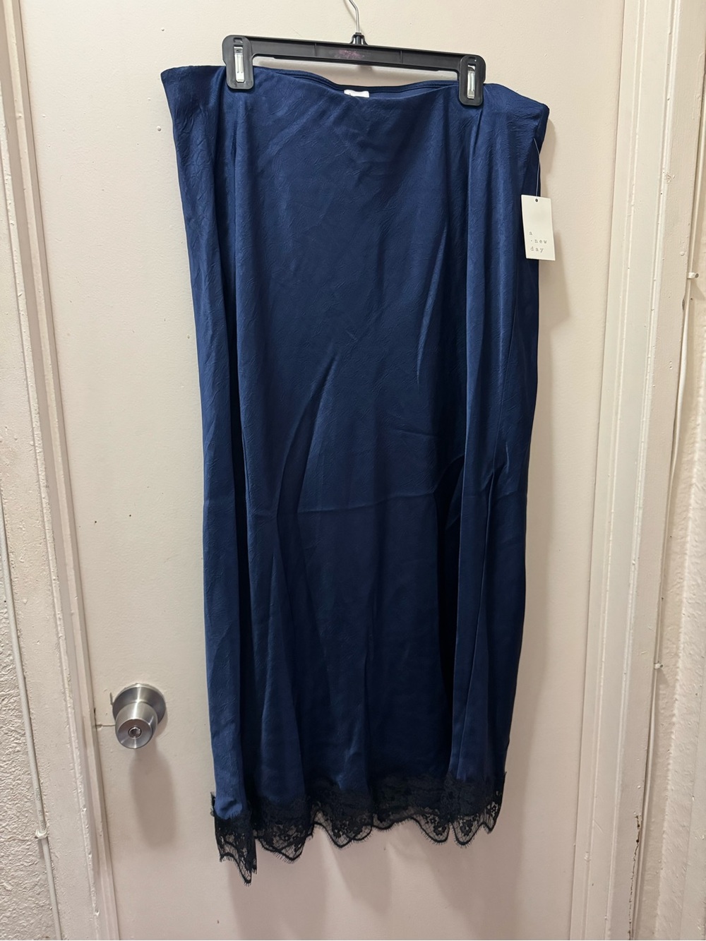 a new day Navy Slip Skirt with Black Lace Hem